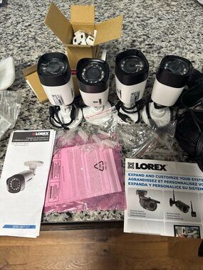 Lorex White & Black Bullet Security Cameras - 4 Pack
